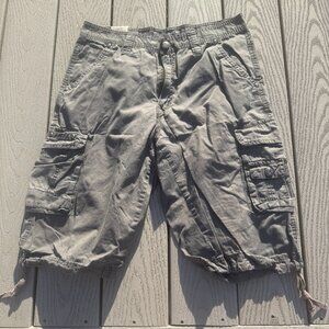 Free Planet Mens Gray Cargo Shorts Cotton Sz 32